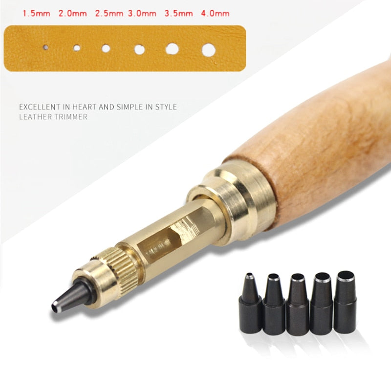 Leather Hole Punch Tool with 6 Interchangeable Tips by HitMyNeed