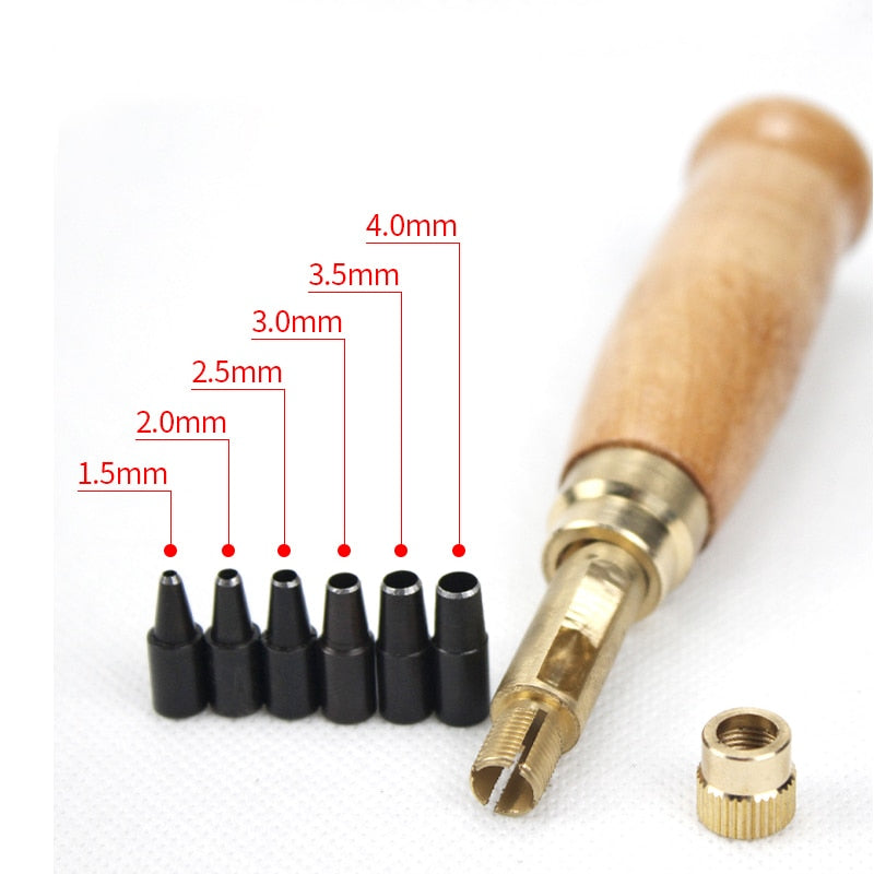 Leather Hole Punch Tool with 6 Interchangeable Tips by HitMyNeed