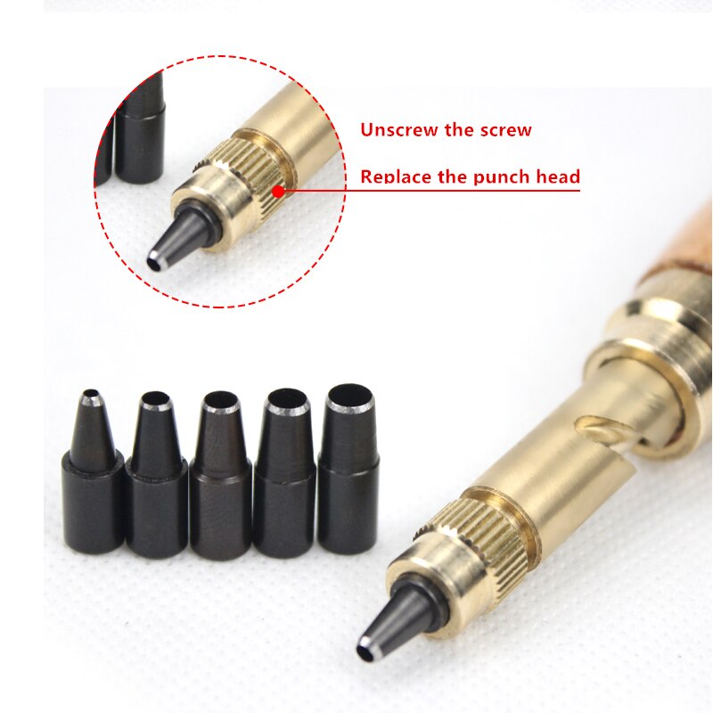 Leather Hole Punch Tool with 6 Interchangeable Tips by HitMyNeed