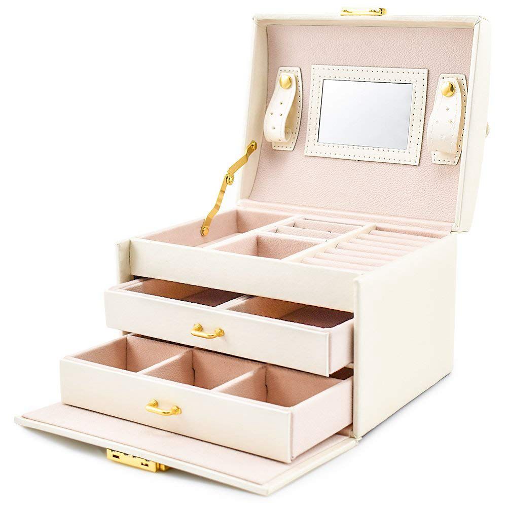 Leather Jewelry Case with Lock and Mirror by HitMyNeed