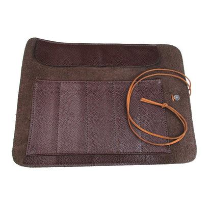 Leather Knife Roll Up Bag for 5 Kitchen Knives by HitMyNeed