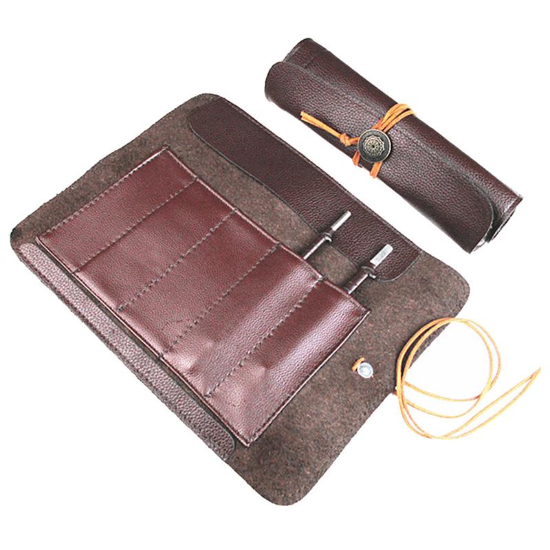 Leather Knife Roll Up Bag for 5 Kitchen Knives by HitMyNeed