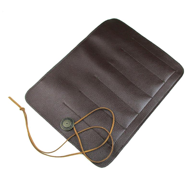 Leather Knife Roll Up Bag for 5 Kitchen Knives by HitMyNeed