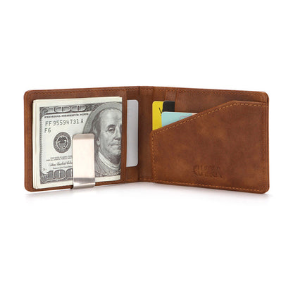 Leather Money Clip Wallet for Men, Slim Card Holder by HitMyNeed