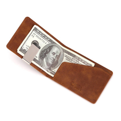 Leather Money Clip Wallet for Men, Slim Card Holder by HitMyNeed