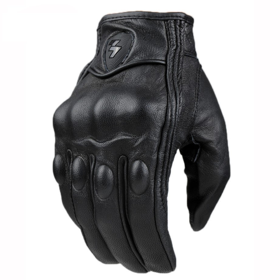 Leather Motorcycle Riding Gloves with Touchscreen Tips by HitMyNeed
