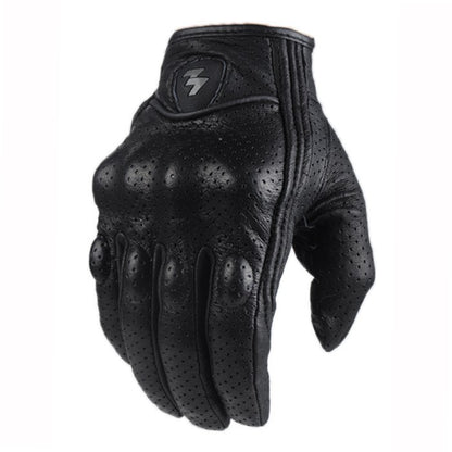 Leather Motorcycle Riding Gloves with Touchscreen Tips by HitMyNeed