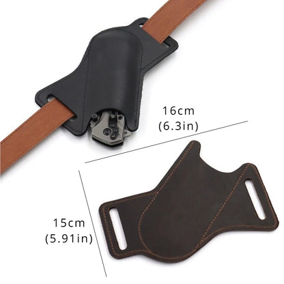 Leather Pocket Knife Sheath with Belt Clip by HitMyNeed