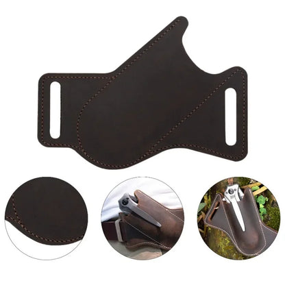 Leather Pocket Knife Sheath with Belt Clip by HitMyNeed