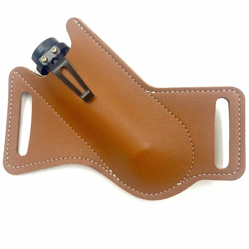 Leather Pocket Knife Sheath with Belt Clip brown by HitMyNeed