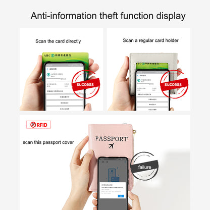 Leather RFID Blocking Passport Holder with Zipper by HitMyNeed