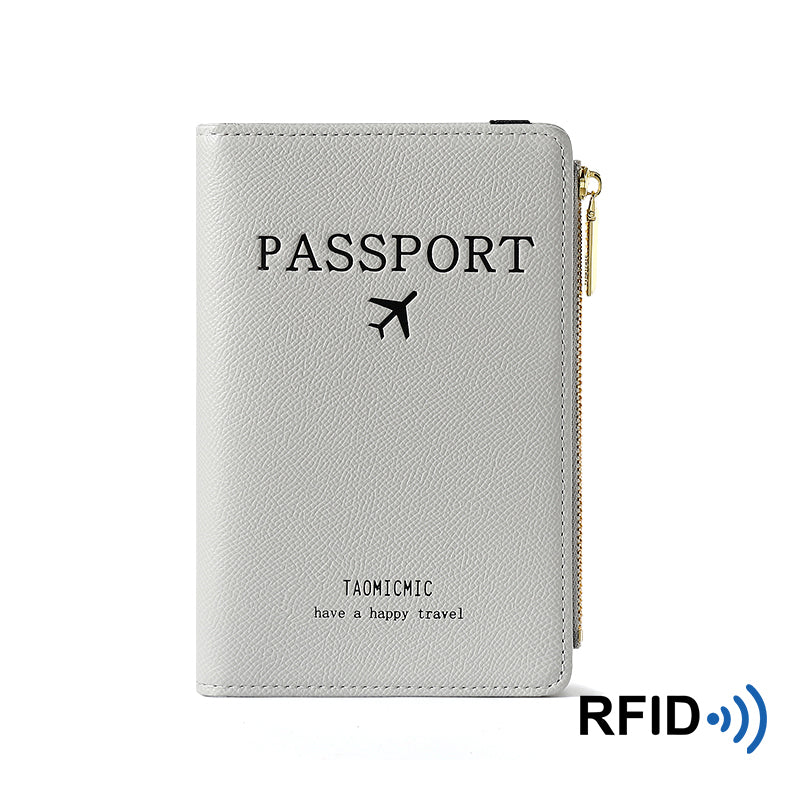 Leather RFID Blocking Passport Holder with Zipper gray by HitMyNeed
