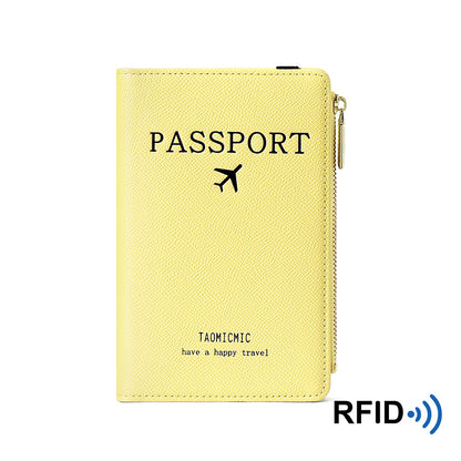 Leather RFID Blocking Passport Holder with Zipper yellow by HitMyNeed