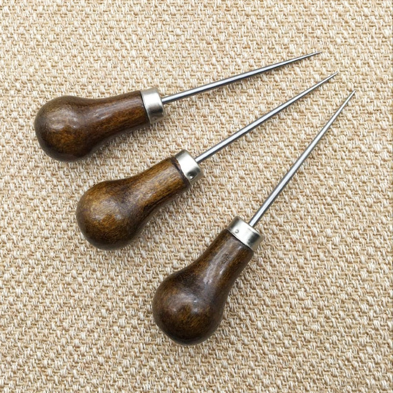 Leather Stitching Awl with Wooden Handle by HitMyNeed