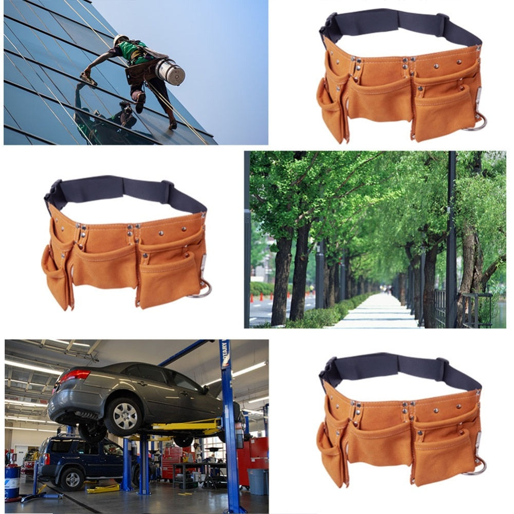 Leather Tool Belt with Multi Pockets and Hammer Hooks by HitMyNeed