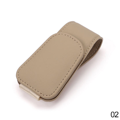 Leather Universal Car Sunglass Holder Clip beige by HitMyNeed