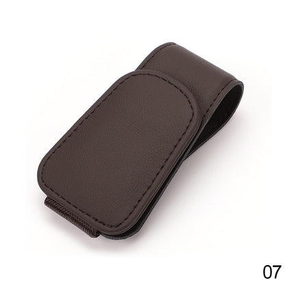 Leather Universal Car Sunglass Holder Clip brown by HitMyNeed