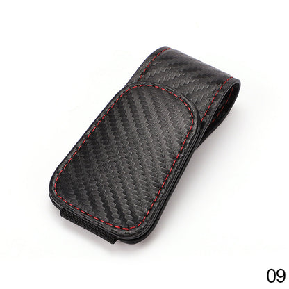 Leather Universal Car Sunglass Holder Clip carbon-fiber-black by HitMyNeed