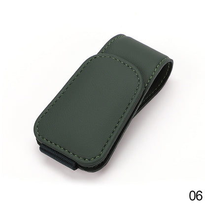 Leather Universal Car Sunglass Holder Clip green by HitMyNeed