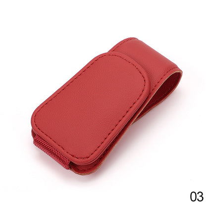 Leather Universal Car Sunglass Holder Clip red by HitMyNeed