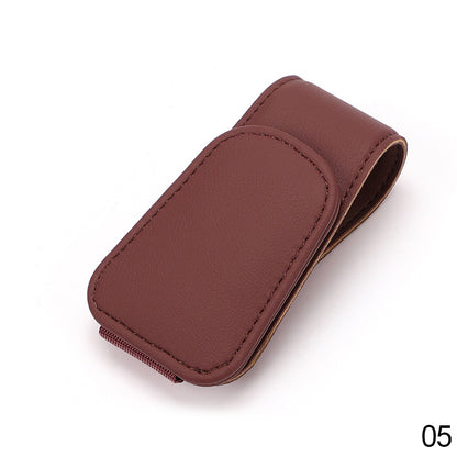 Leather Universal Car Sunglass Holder Clip rose-red by HitMyNeed