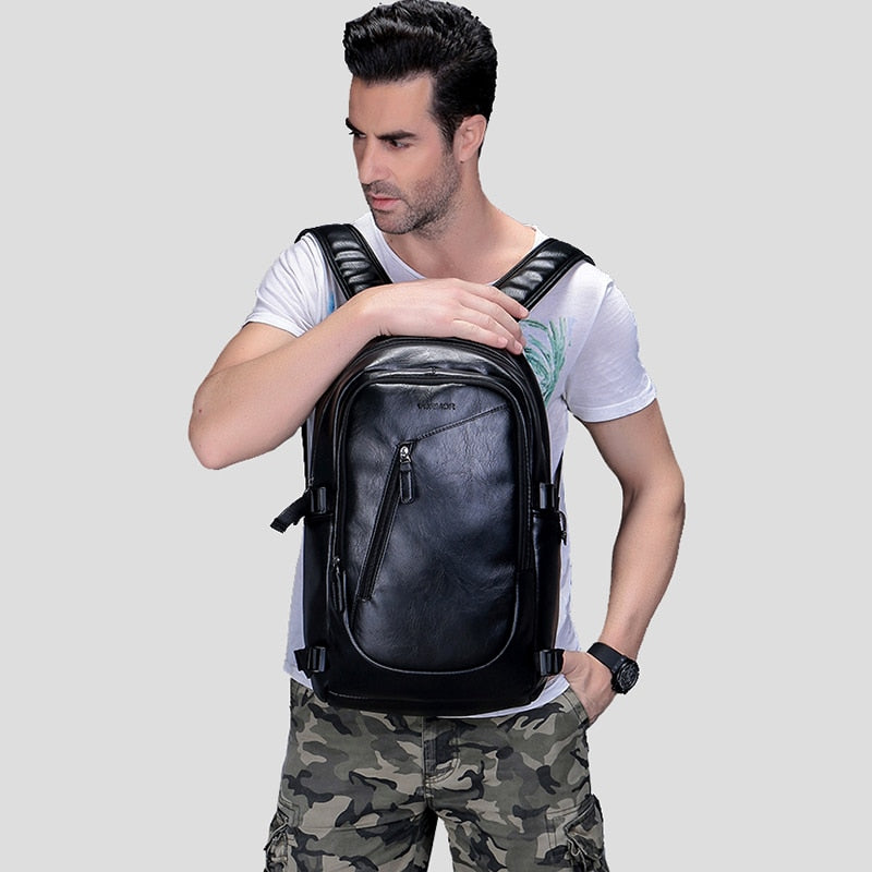 Leather Waterproof Daypack Travel Backpack by HitMyNeed