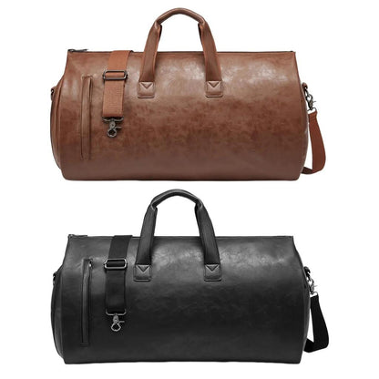 Leather Weekender Duffle Bag with Shoe Compartment by HitMyNeed