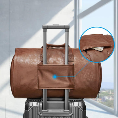 Leather Weekender Duffle Bag with Shoe Compartment by HitMyNeed