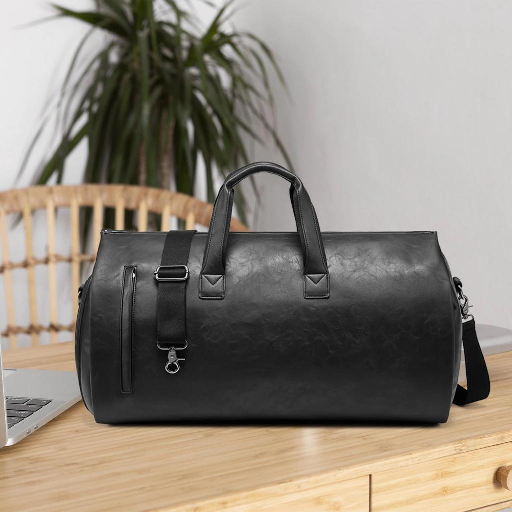 Leather Weekender Duffle Bag with Shoe Compartment by HitMyNeed