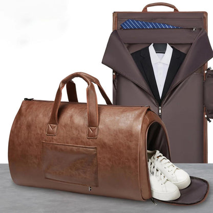 Leather Weekender Duffle Bag with Shoe Compartment by HitMyNeed