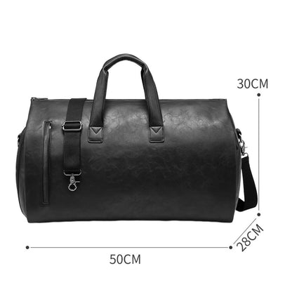 Leather Weekender Duffle Bag with Shoe Compartment black by HitMyNeed