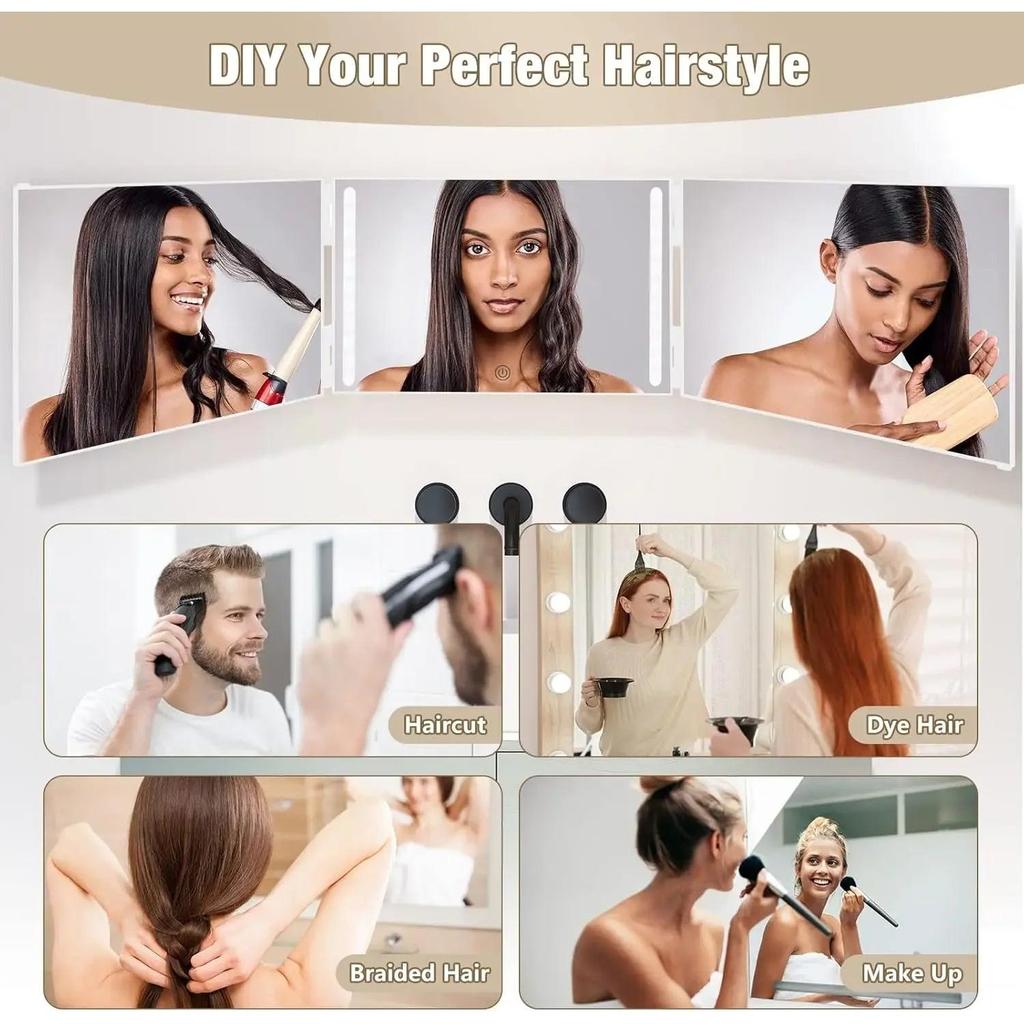 LED 3-Way Self Haircut Mirror with 360° View by HitMyNeed