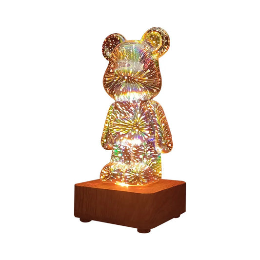 LED 3D Bear Fireworks USB Night Light for Bedrooms by HitMyNeed