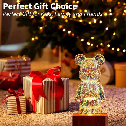 LED 3D Bear Fireworks USB Night Light for Bedrooms by HitMyNeed