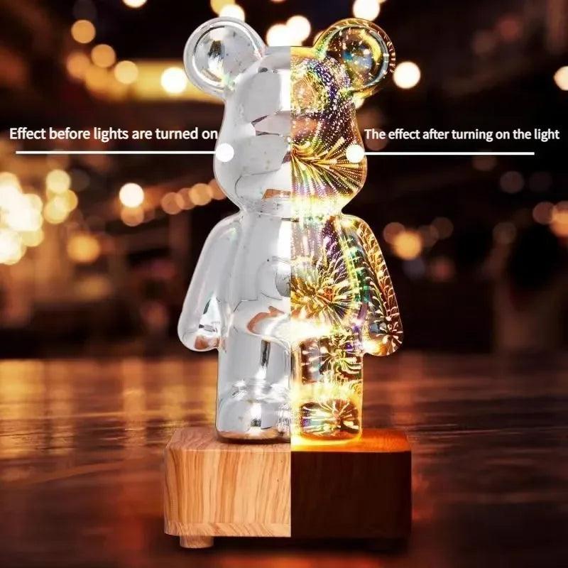 LED 3D Bear Fireworks USB Night Light for Bedrooms by HitMyNeed