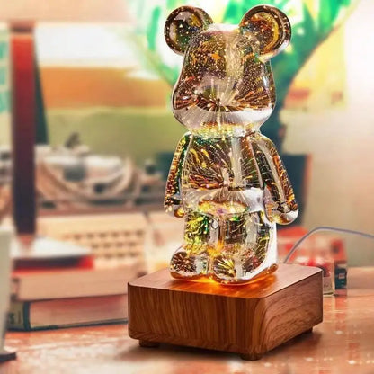 LED 3D Bear Fireworks USB Night Light for Bedrooms by HitMyNeed