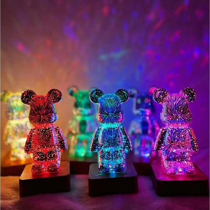 LED 3D Bear Fireworks USB Night Light for Bedrooms by HitMyNeed
