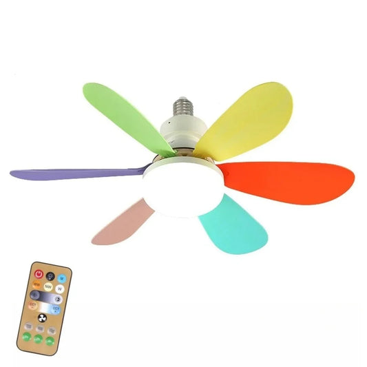 LED 40W Ceiling Fan Light E27 with Remote Dimming polychrome 42cm by HitMyNeed