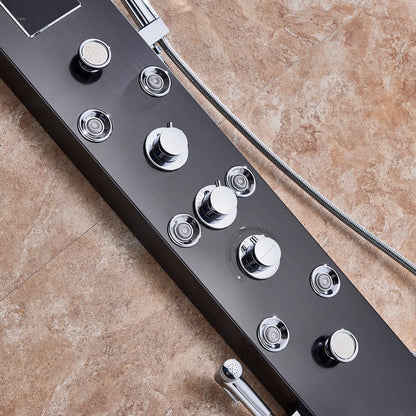 LED Black Shower Panel with Rainfall, Waterfall & Bidet by HitMyNeed