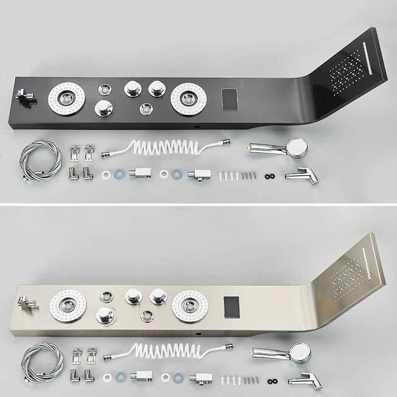 LED Black Shower Panel with Rainfall, Waterfall & Bidet by HitMyNeed