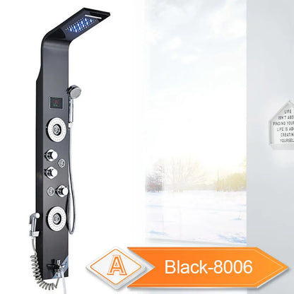 LED Black Shower Panel with Rainfall, Waterfall & Bidet black-color-8006 by HitMyNeed
