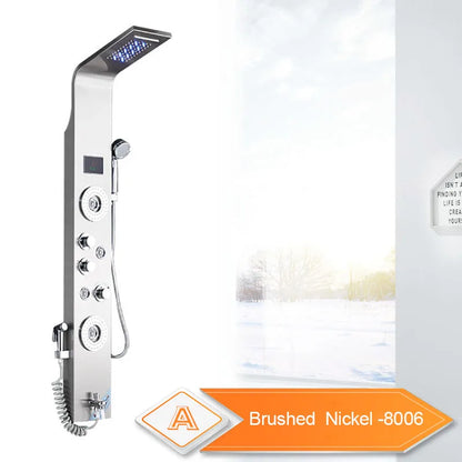 LED Black Shower Panel with Rainfall, Waterfall & Bidet brushed-nickel-8006 by HitMyNeed