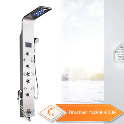 LED Black Shower Panel with Rainfall, Waterfall & Bidet brushed-nickel-8009 by HitMyNeed