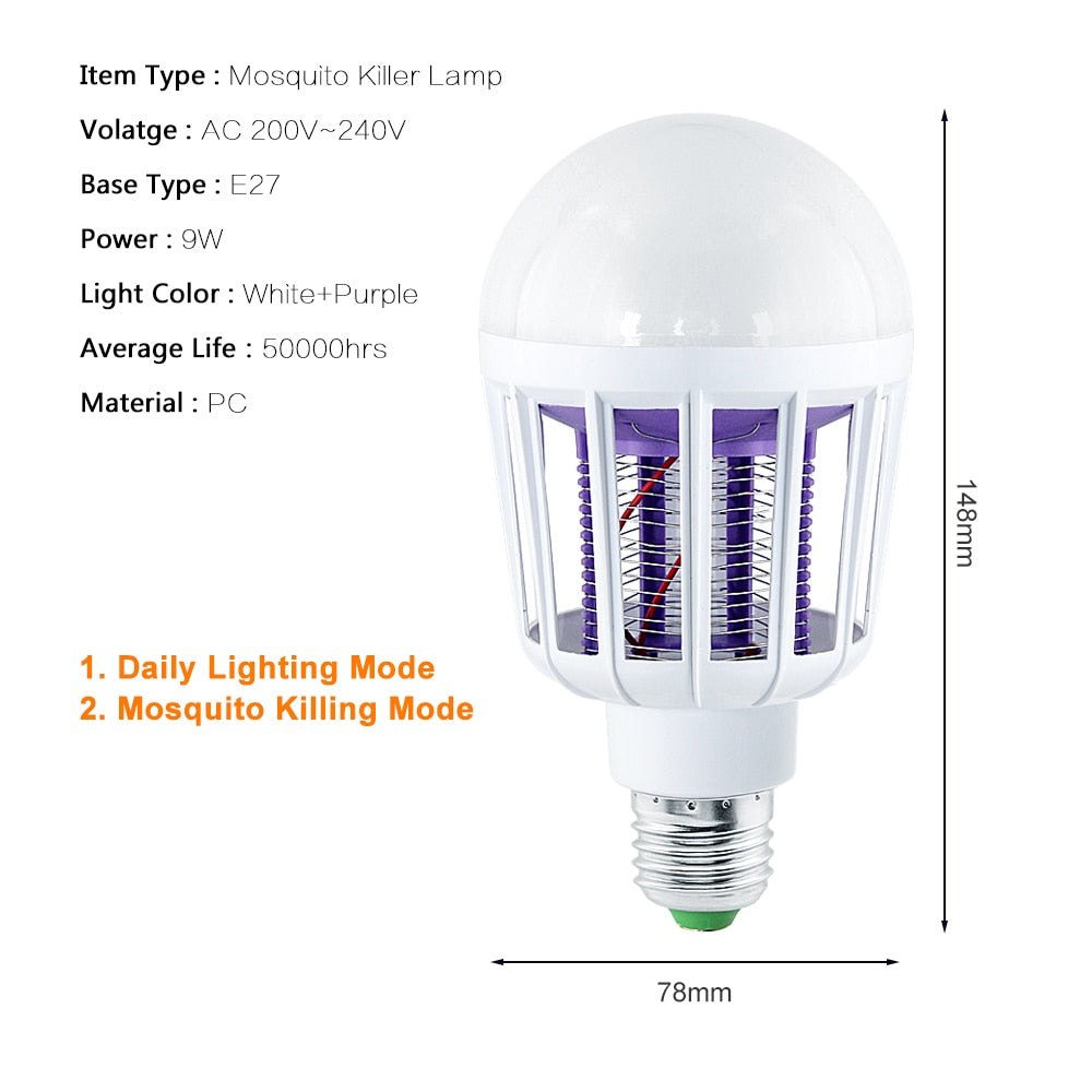 LED Bug Zapper Light Bulb with Night Mode by HitMyNeed