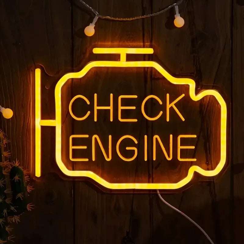 LED "Check Engine" Neon Sign for Garage & Man Cave by HitMyNeed
