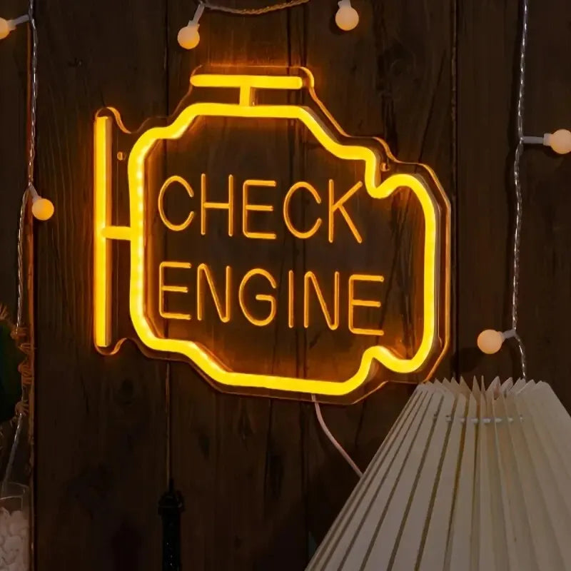 LED "Check Engine" Neon Sign for Garage & Man Cave by HitMyNeed