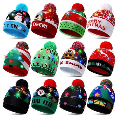LED Christmas Knit Beanie Hat with Colorful Lights by HitMyNeed