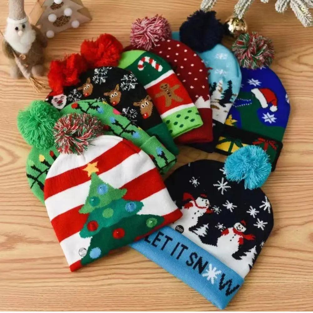 LED Christmas Knit Beanie Hat with Colorful Lights by HitMyNeed