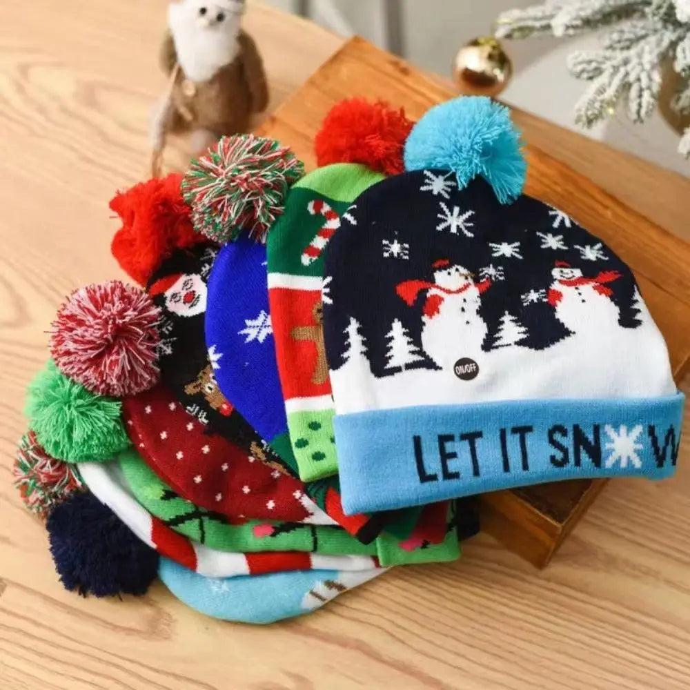 LED Christmas Knit Beanie Hat with Colorful Lights by HitMyNeed