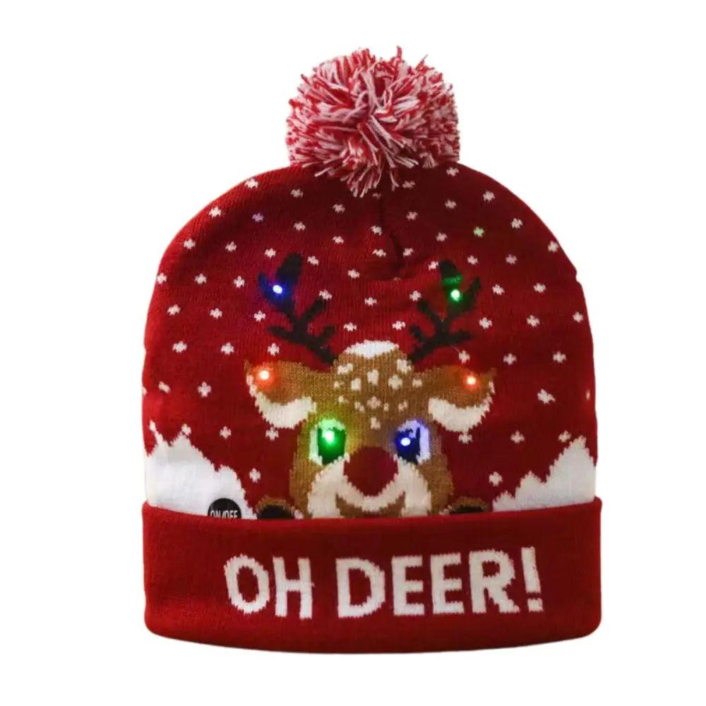 LED Christmas Knit Beanie Hat with Colorful Lights a1 by HitMyNeed